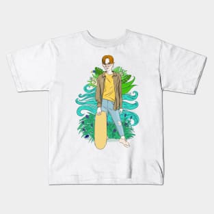 Girl with skateboard Kids T-Shirt